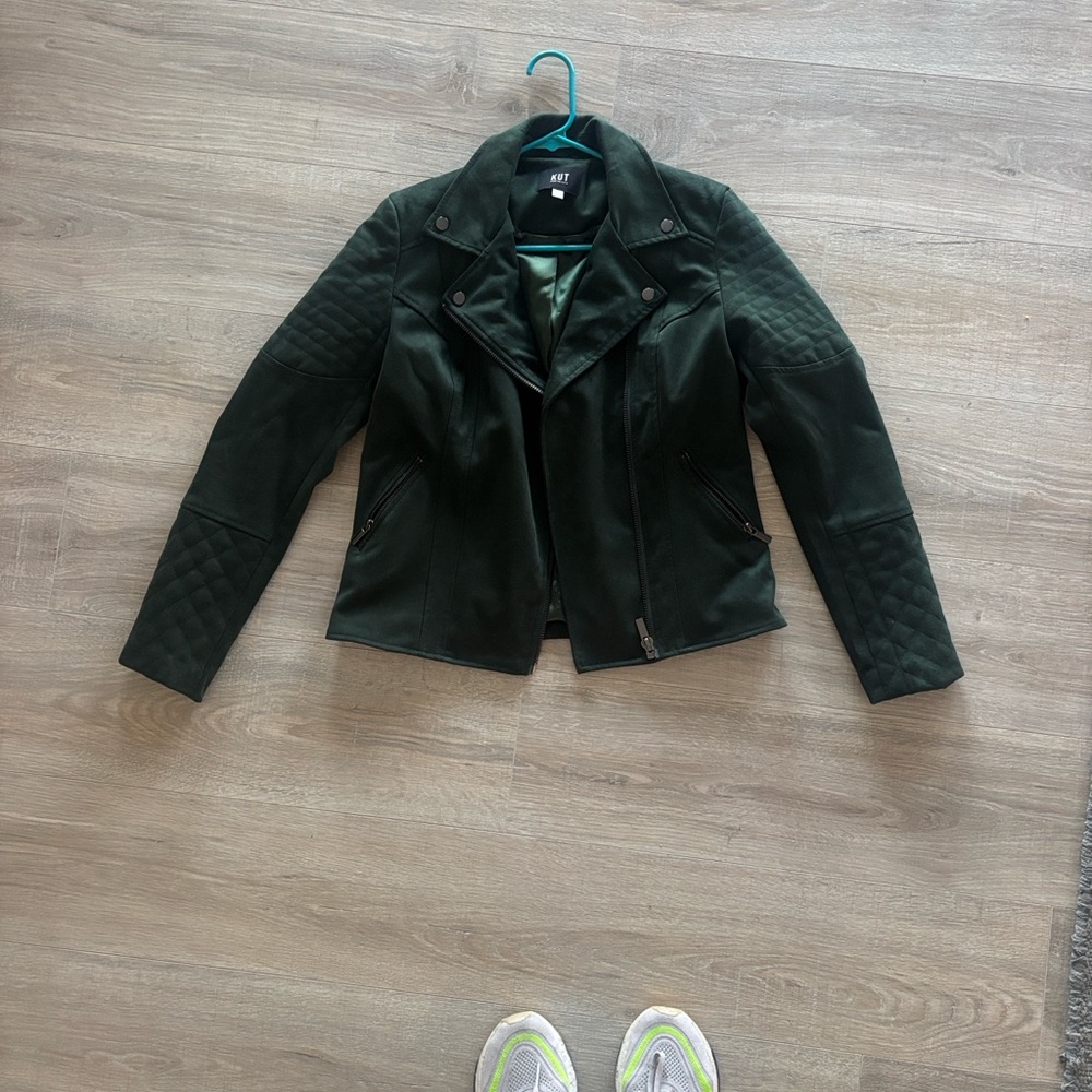 Kut from the Kloth Deep Green Quilted Moto Jacket